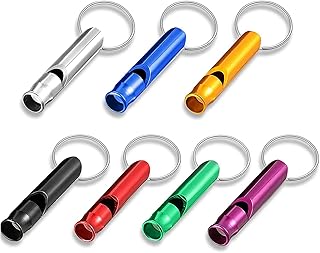 CHAVA Aluminum Emergency Whistles,10 Pcs Emergency Survival Whistles with Whistle for Hiking Camping Training Outdoors Sports (Mixed Color)