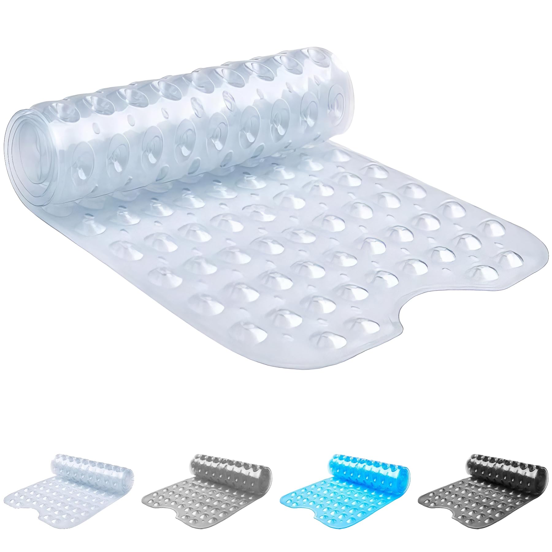 ADOV Bath Mat Non Slip, 70x38 cm Extra Long Shower Mat Anti Mould, Bathroom Bathtub Mats for Tub, Strong Suction Cups and Drain Holes, Mildew Resistant Machine Washable Bathroom Kids Mat