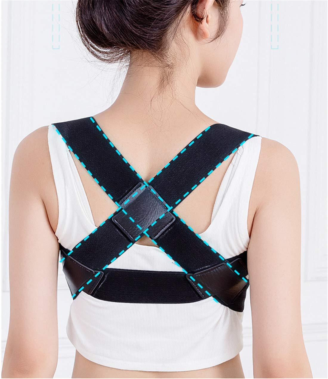 Back Posture Corrector Clavicle Support Brace Under Clothes for Women & Men for Your Upper, Lower Back, Helps to Improve Posture, Prevent Slouching and Upper, Lower Back Pain Relief (Black, L)