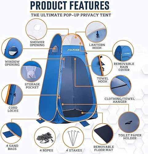 Miniatura 7 de Alpcour Inodoro portátil con tienda de campaña desplegable  Cómoda compacta para interiores y exteriores, bolsa de viaje para camping, caravana,