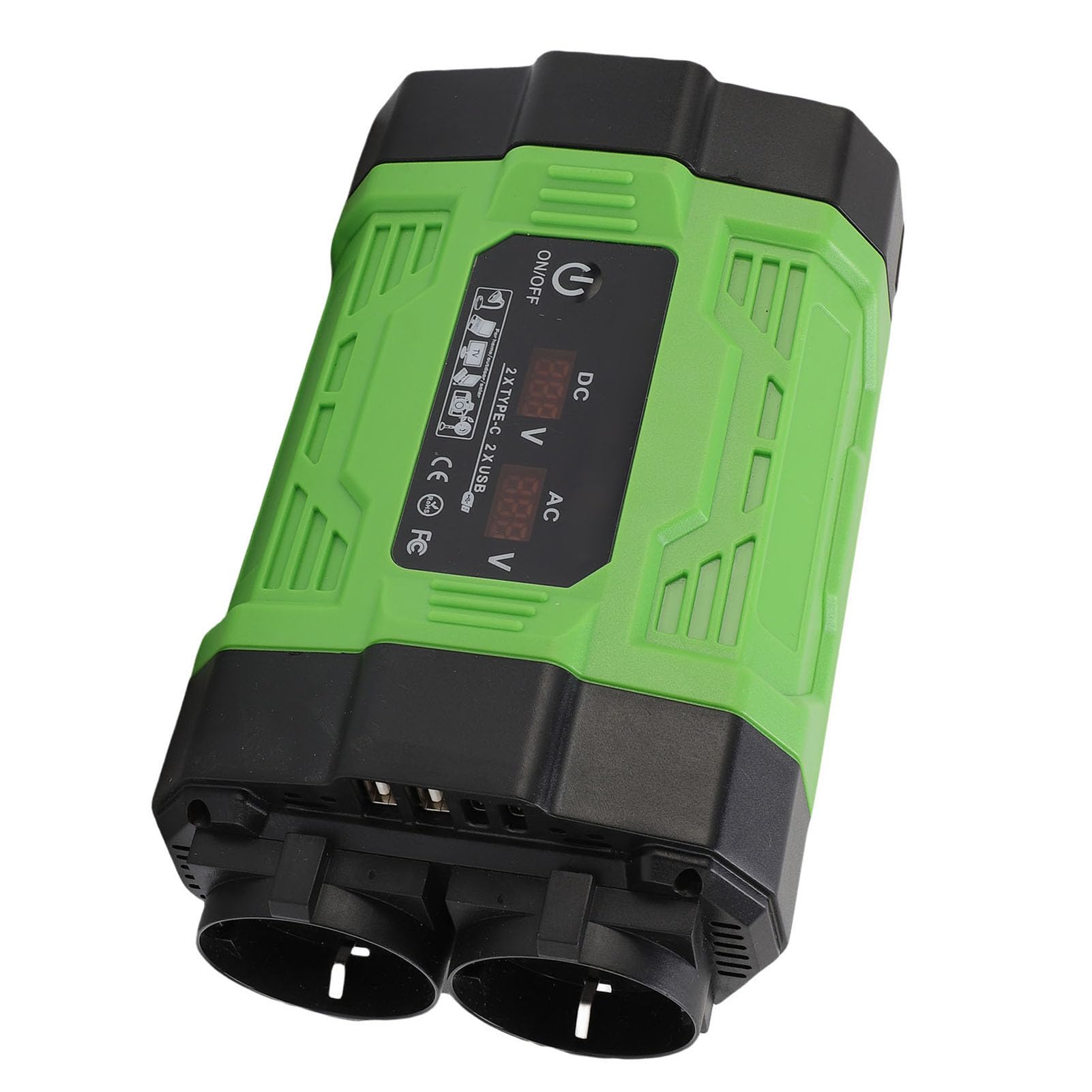 Eujgoov Inversor de Coche 300W, Convertidor de 12V a 220V, 2 Tomas AC con