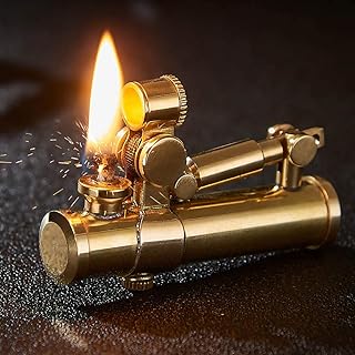 Vintage Antique Lighter,Cool Lighters for Smoking,Reusable Trench Kerosene Cigarette Lighter,Handmade Brass Lighter for Men Dad Husband