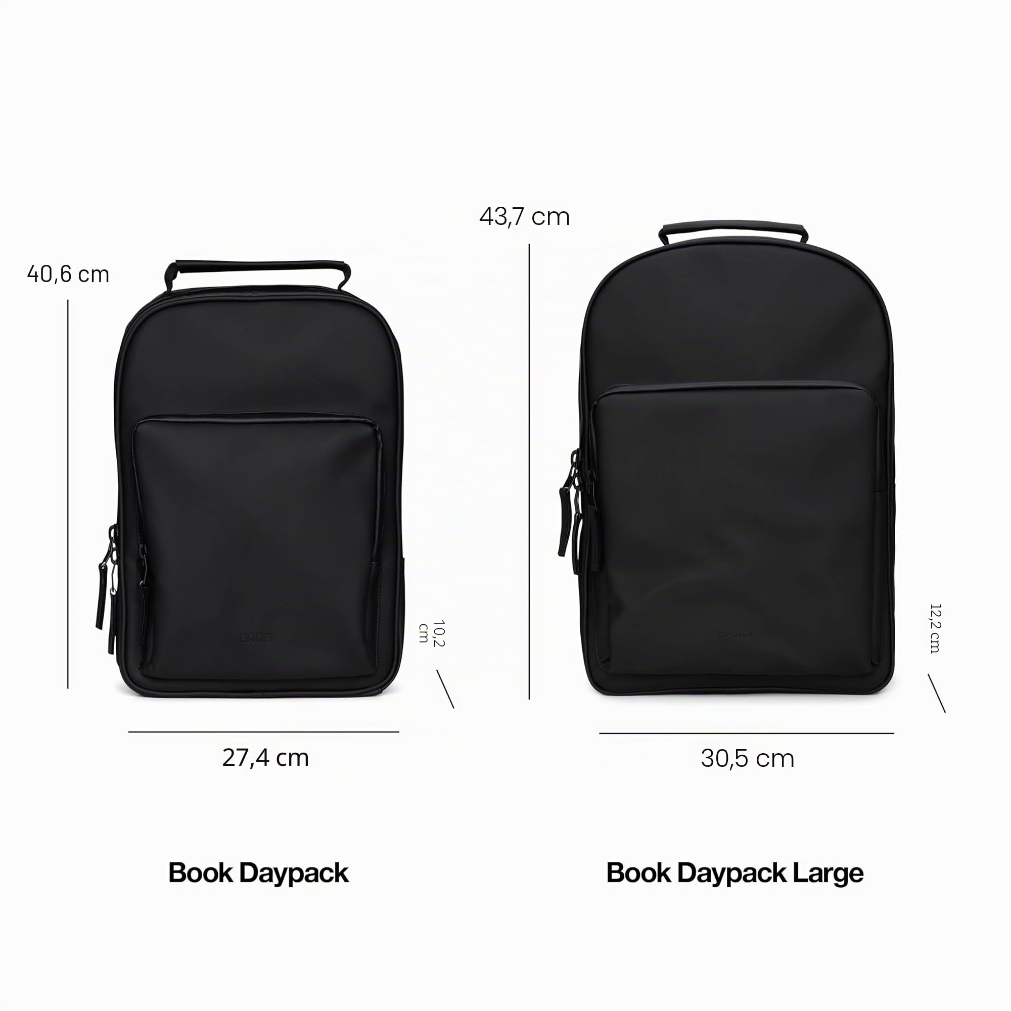 RAINS Sac à dos standard et grand format pour ordinateur portable, imperméable, noir
