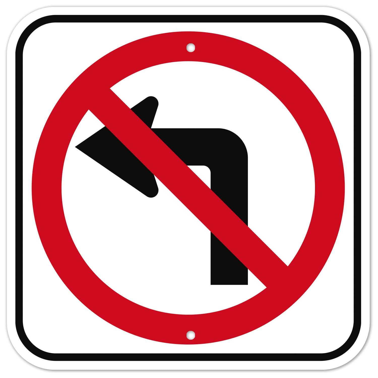 MUTCD No Left Turn R3-2 Sign, 36x36 Inches, 3M EGP Reflective .080 Aluminum, Fade Resistant, Made in USA