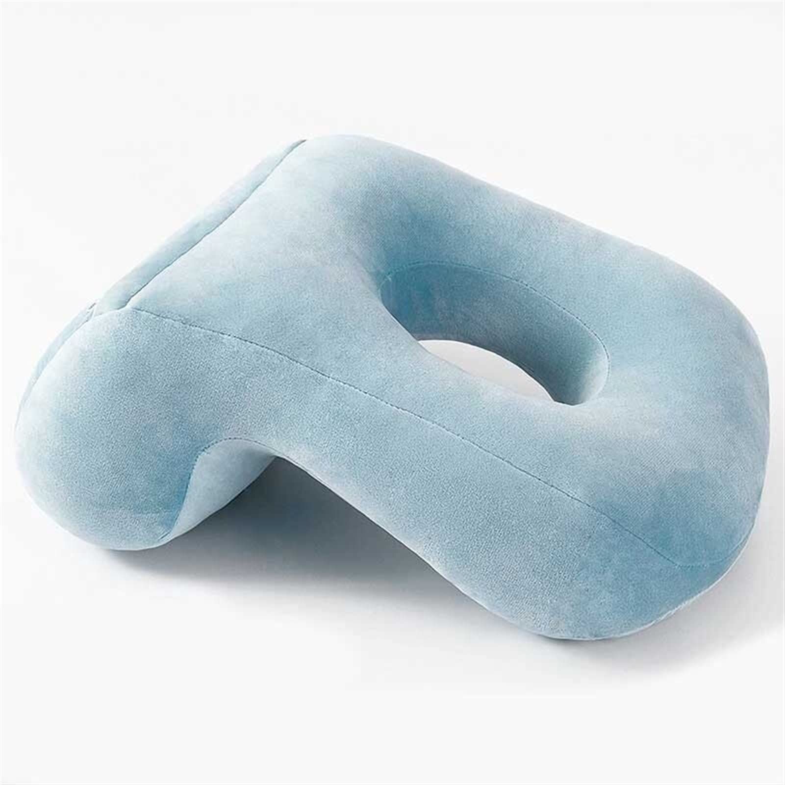 NUOPAIPLUS Nap Pillow, U-Shaped Neck Pillows Velvet PP Filler Throw Pillow Neck Supporter Seat Cushion Headrest Nap Pillow Desktop Pad (Color : Lake Blue, Size : 32x22x13cm)