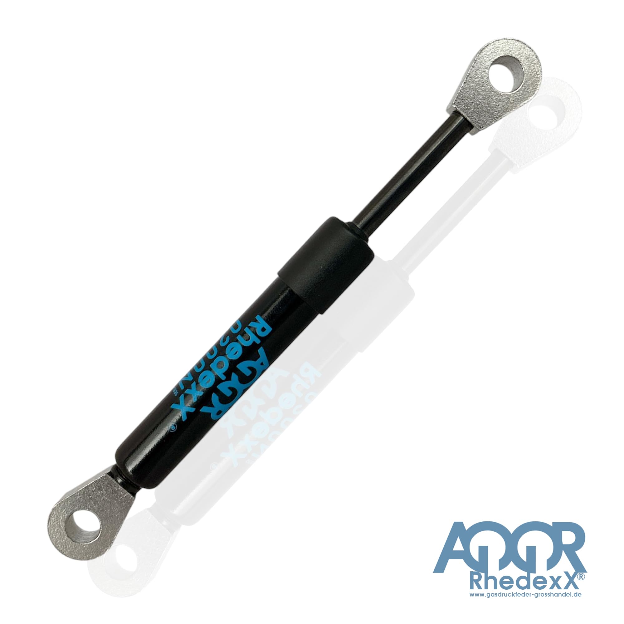 Molla di pressione a gas 1000 mm/450 mm/100N-900 N, ammortizzatore a gas con occhio piatto e giunto M8, lunghezza 1000 mm, corsa – 450 mm, potenza: 100N-900N (900N, Ø 10,2 mm)