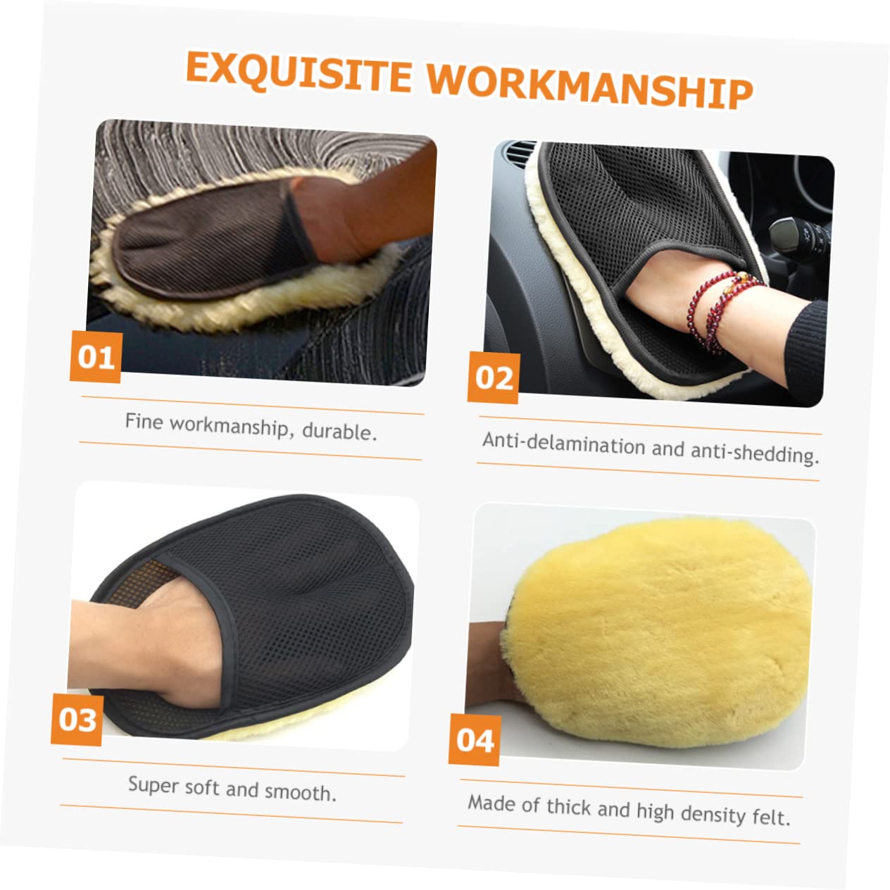 Alipis Guantes De Lavado De Coche De Lana para Detallado De Automóviles Y Absorbentes para Limpieza Interior Y Exterior del Vehículo 6 Piezas*3