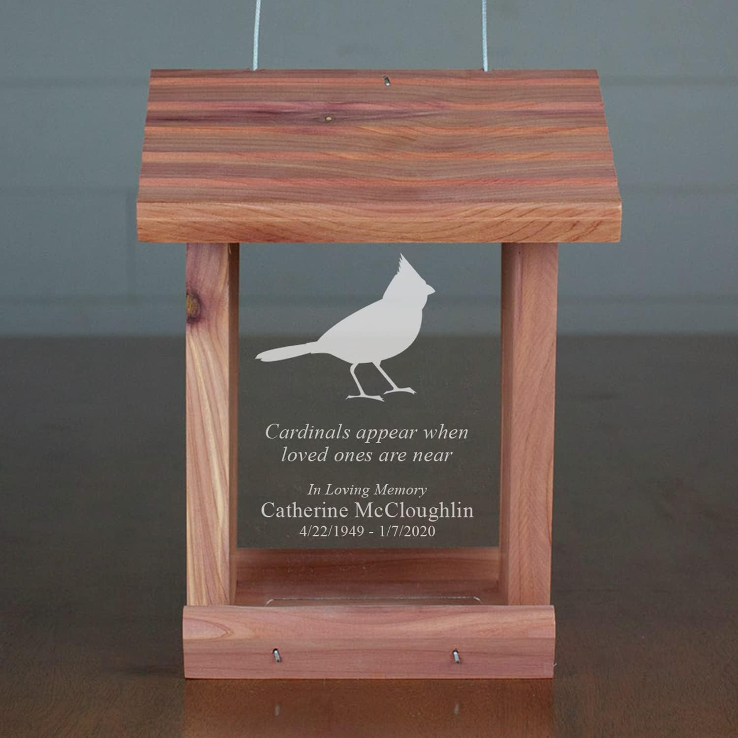 Cardinals Appear When Loved Ones are Near Personalized Sympathy Gift Memorial Bird Feeder Cedar Wood Made in The USA