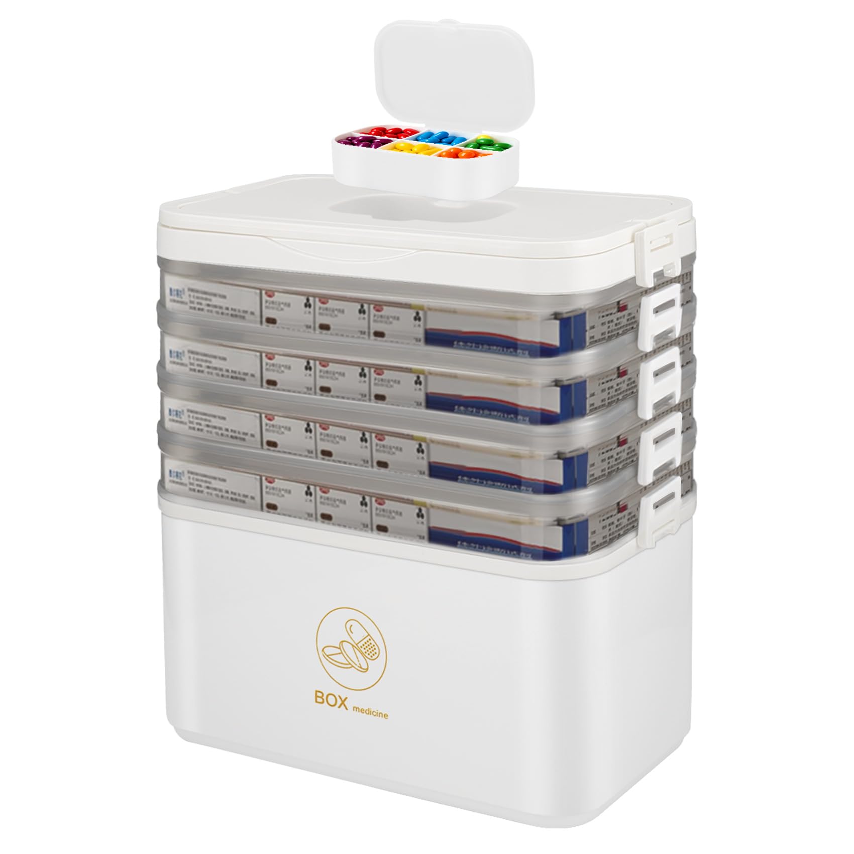 5 scaffali per medicinali, grande scatola medica con manico, scatola portatile per medicinali, organizer per medicinali, scatola per medicinali, cosmetici