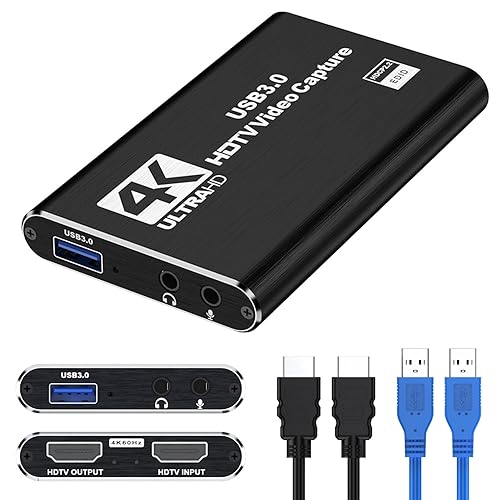 Bytebridges 4K HDMI Capture Card for Streaming, Full HD 1080P 60FPS Capture USB 3.0 Audio Video Capture Card,for Switch/PS4/PS5/Xbox, Plug and Play, Works on Laptop, PC, Mac
