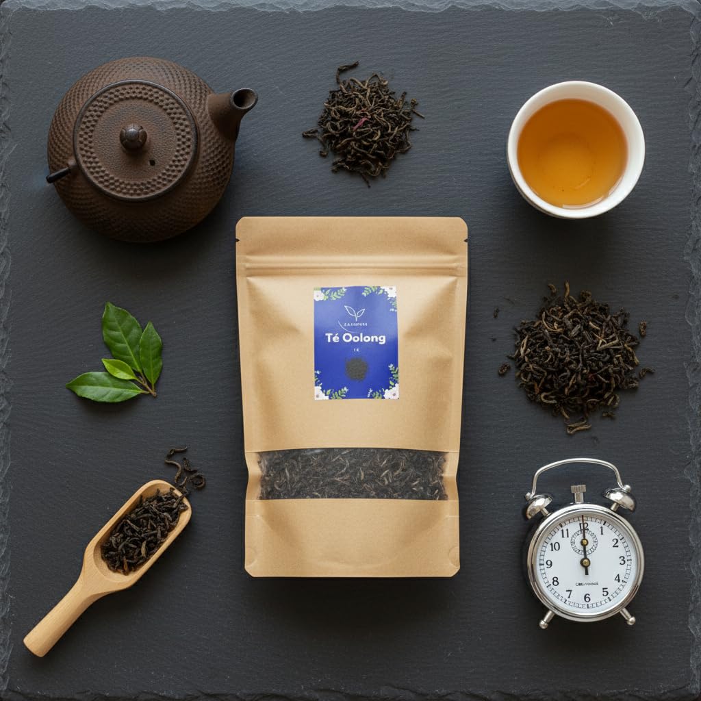 Té Oolong a Granel 100% Natural Bajo en Cafeína – Té Azul Semioxidado de Calidad Extra – Infusión Antioxidante – Ideal para Adelgazar y Bienestar Digestivo (1000 g, Té Oolong)