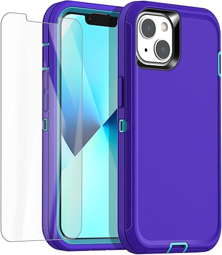 Miniatura 1 de AICase Funda para iPhone 13 Mini (5.4 pulgadas) con protector de pantalla de vidrio, protección contra caídas de alta resistencia, cuerpo completo,