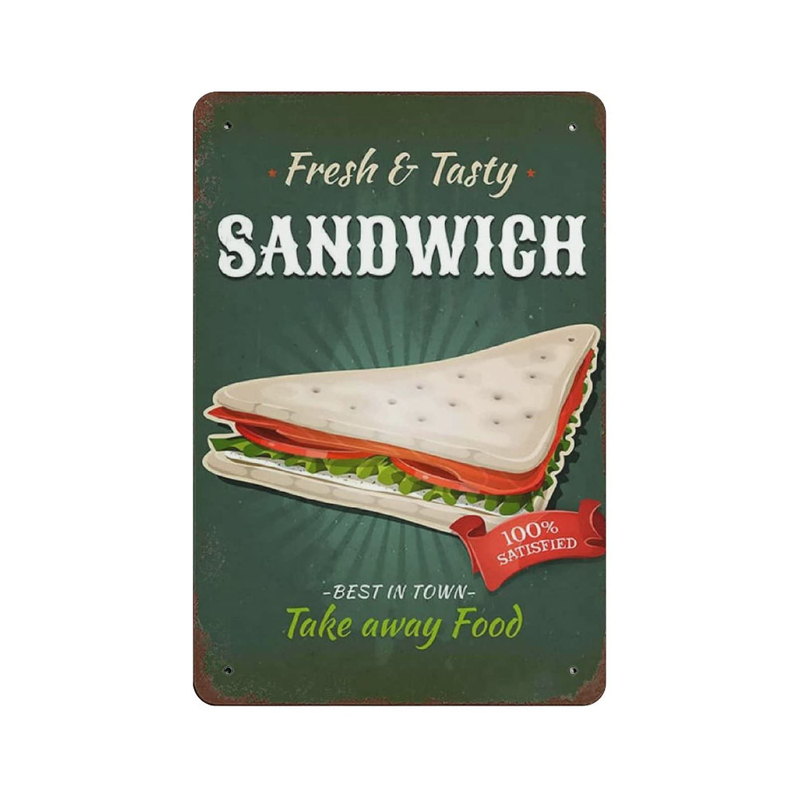 Metal Tin Sign Sandwich Fast Food Vintage Tin Poster Metal Sign Wall Decoration Country Kitchen Home Garage Decor 12"x8"