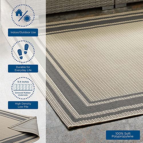 Modway Rim Solid Border 5X8 Indoor And Outdoor In Gray And Beige #TOP5