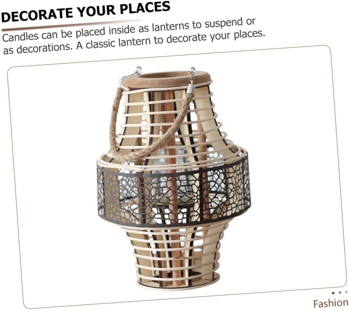 Handmade Woven Lantern Candlestick Outdoor Garden Decor Decorative Candle Holder for Patio Courtyard and Home