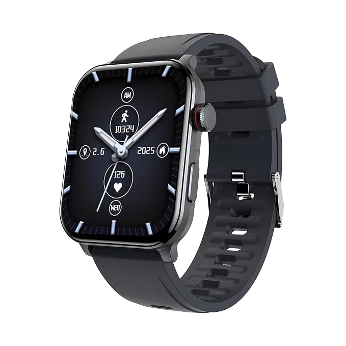 itel ICON-3 Smartwatch with Single chip BT Calling, 2.01″ AMOLED Display, 500 Nits Brightness, Functional Crown, IP67 Waterproof, 150+ Watch Faces, 24Hr Health Monitor (Dark Chrome) at Rs. 1699