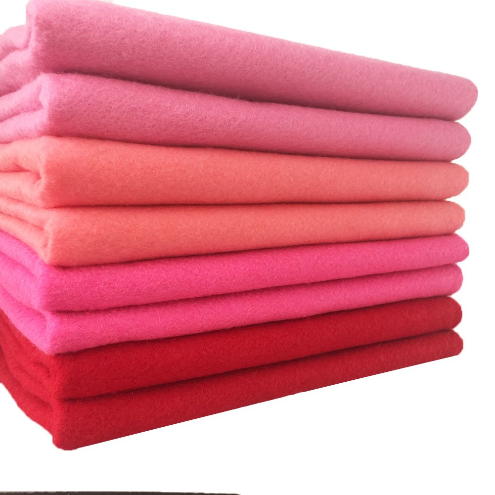 4pcs Thick 1.4mm Soft Felt Fabric Sheet Assorted Color Felt Pack DIY Craft Sewing Squares Nonwoven Patchwork (92x90cm Pink)