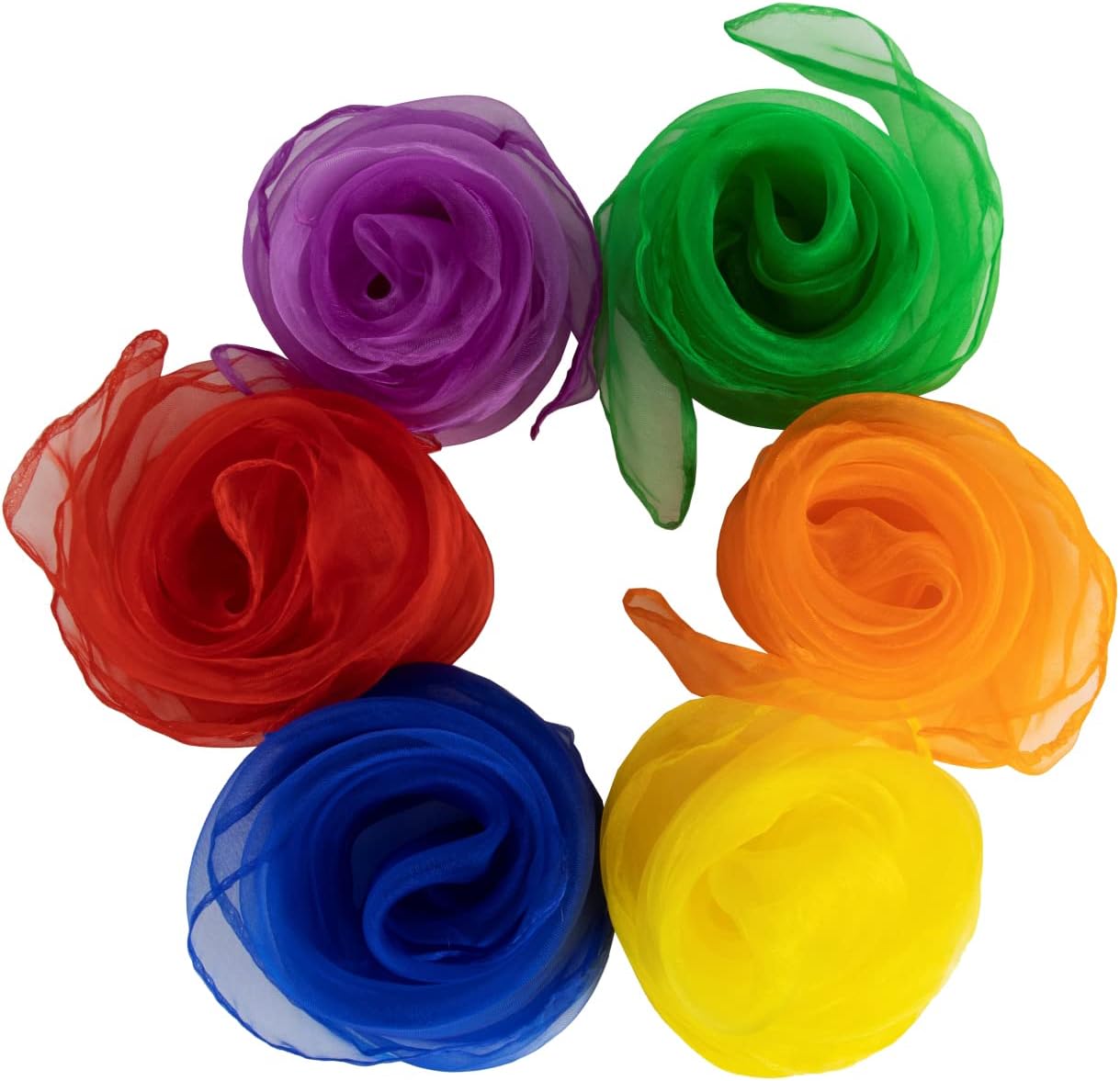 TopTie 120PCS Juggling Dancing Scarves, Square Rhythm Movement Scarf for Music Class Clown 24x24 Inch