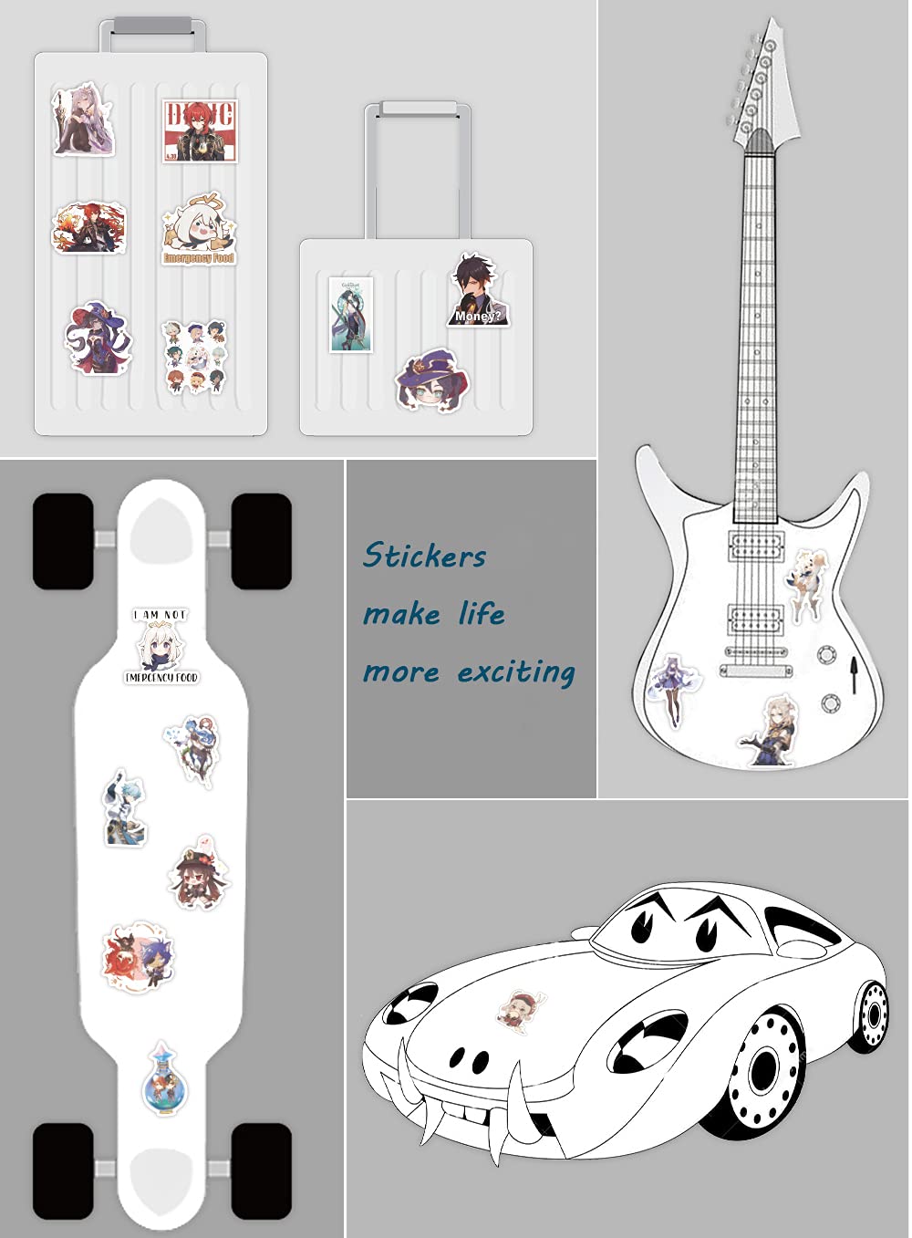 Ausikou Adesivi, Cool Sticker Packs Adesivi per Adolescenti, Adulti, Graffiti Vinile Impermeabile Sticker per Chitarra, Computer, Skateboard, Scooter(100 Pezzi