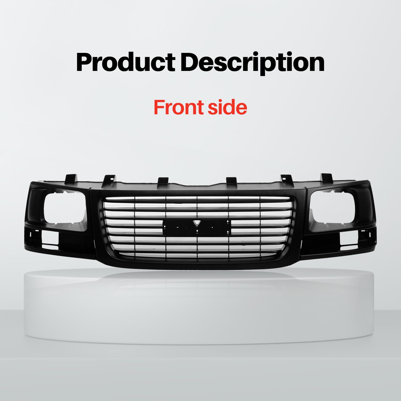 Black Front Grille For 2003-2017 GMC Savana 1500-4500 With Sealed Beam Headlights