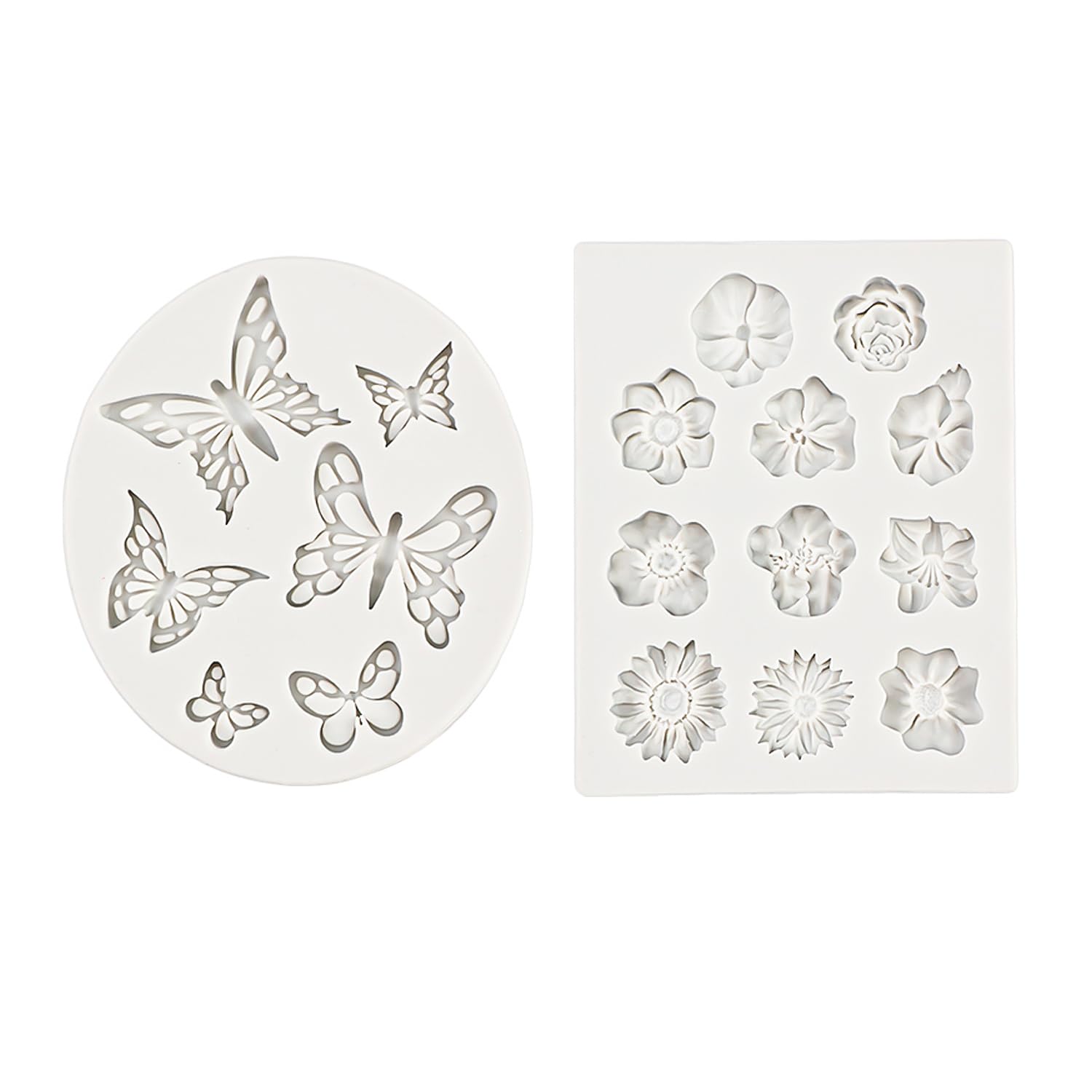 EOWVISN 2 Pieces Cake Decorative Mold, Silicone Flower Mold, Silicone Baking Mold, Flower Baking Tray, Cake Flower Shape Mold, Butterfly Shape Mold.
