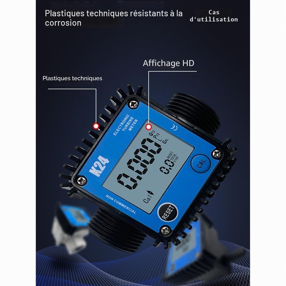 G1/4- G1 - Faible débit - Compteur numérique - Débitmètre à engrenages - Essence, hydraulique, de soja, eau facile à utiliser - 0,1-7 l/min.