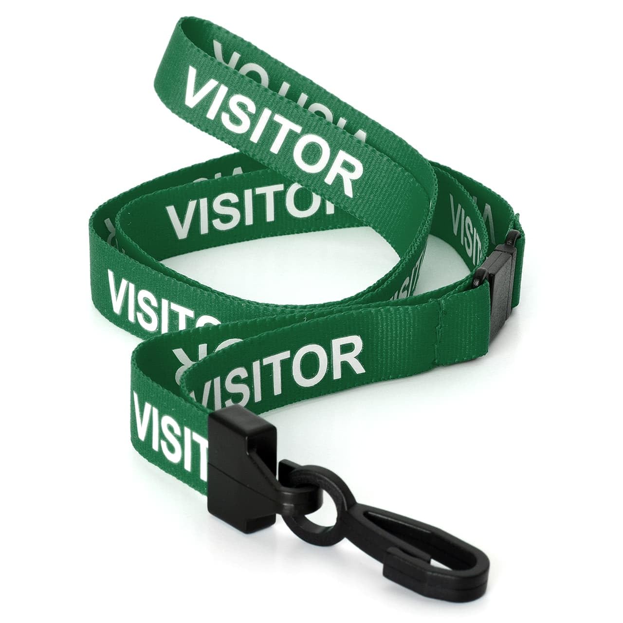 CKB LTD Visitor LANYARDS Breakaway Safety Lanyard Neck Strap Swivel Plastic Clip for ID Card Holder - Pull Quick Release Design (Pack of 100, Green)