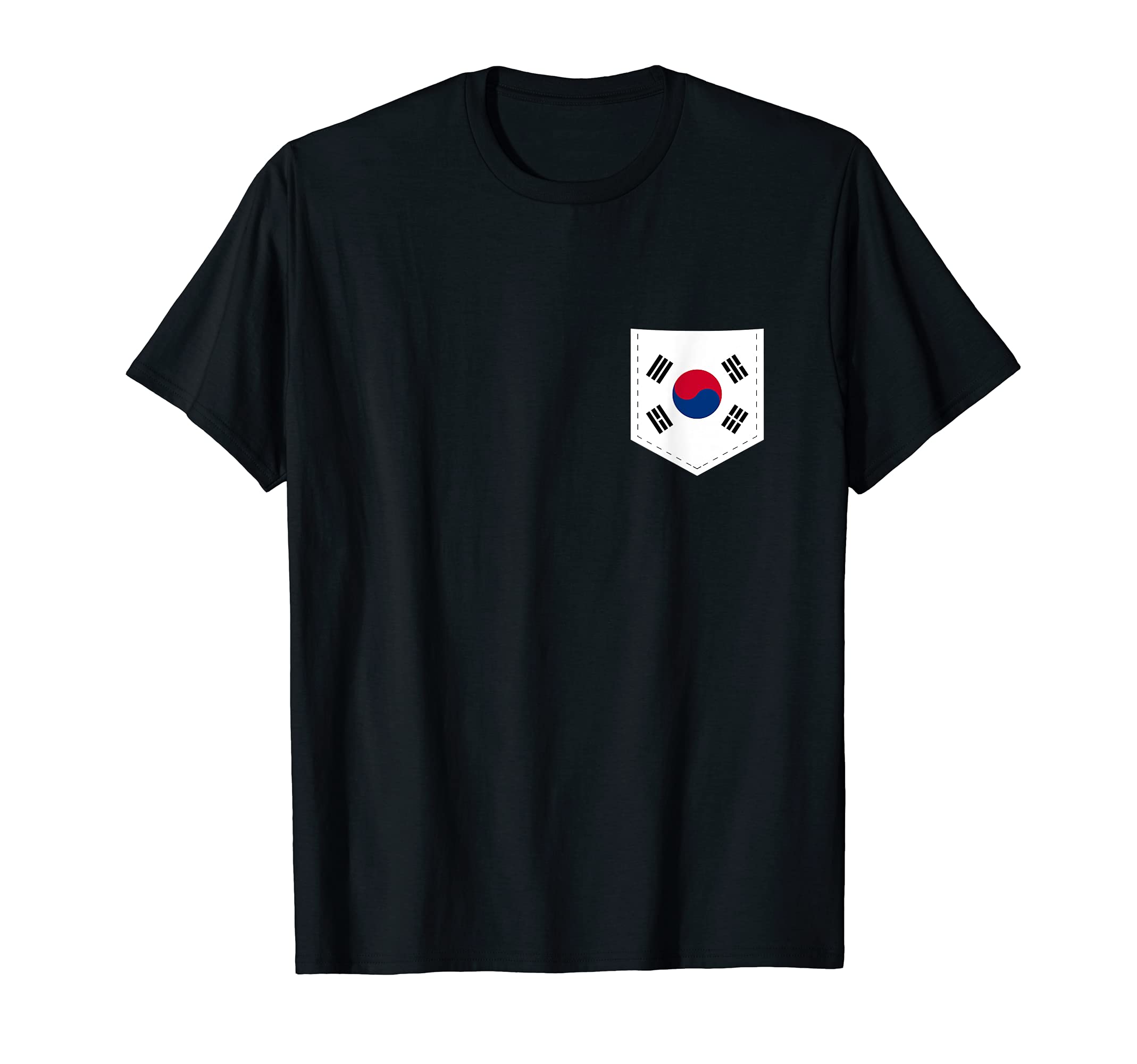 South Korea Flag with Printed South Korean Flag Pocket T-Shirt
