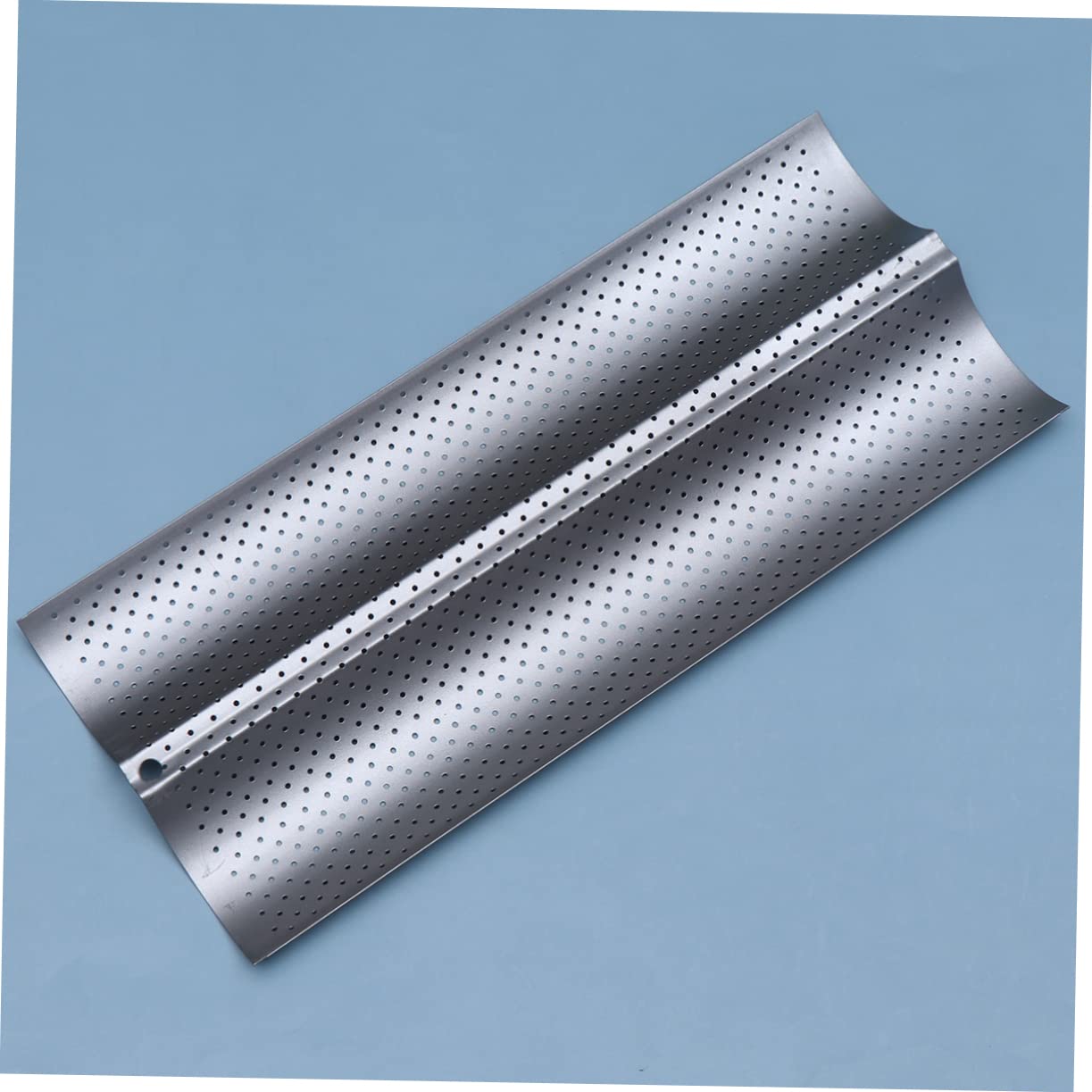 PRETYZOOM Carbon Steel Baking Mould 2 Slots French Bread Baking Pan Non Stick Wave Bread Mold Small Size Easy Wash Silver
