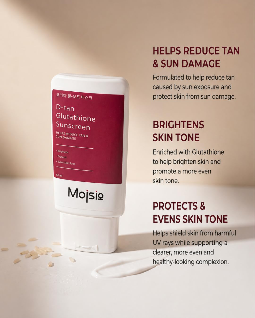 D-Tan Glutathione Sunscreen SPF 50 PA+++ | Broad Spectrum UV Protection  with Hydration Support