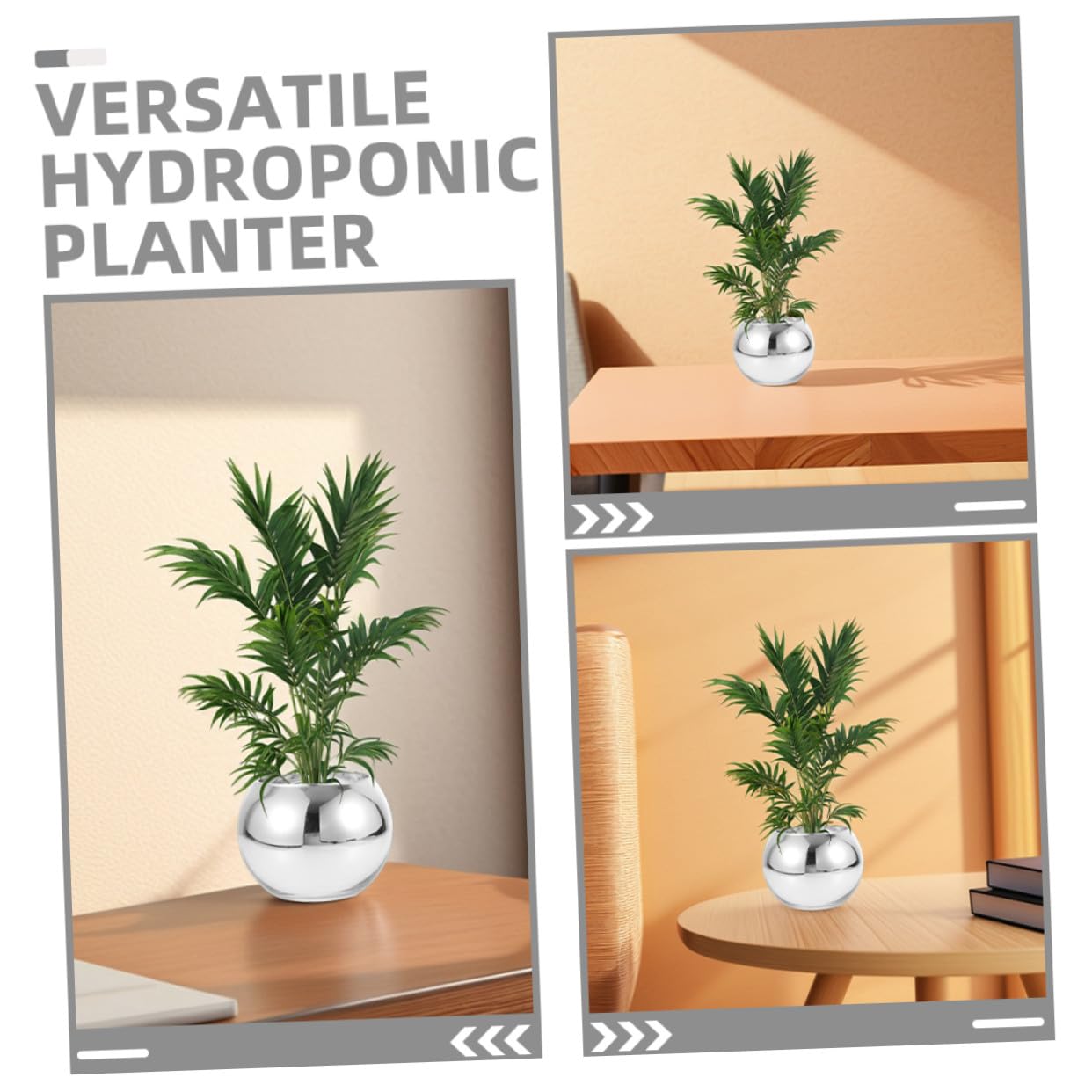 2 Stück Runde Glasvasen aus Robustem Glas in Silber für Hydrokulturelle Pflanzen und Blumen Moderne Dekoration für Haus und Büro Elegante Tischdeko
