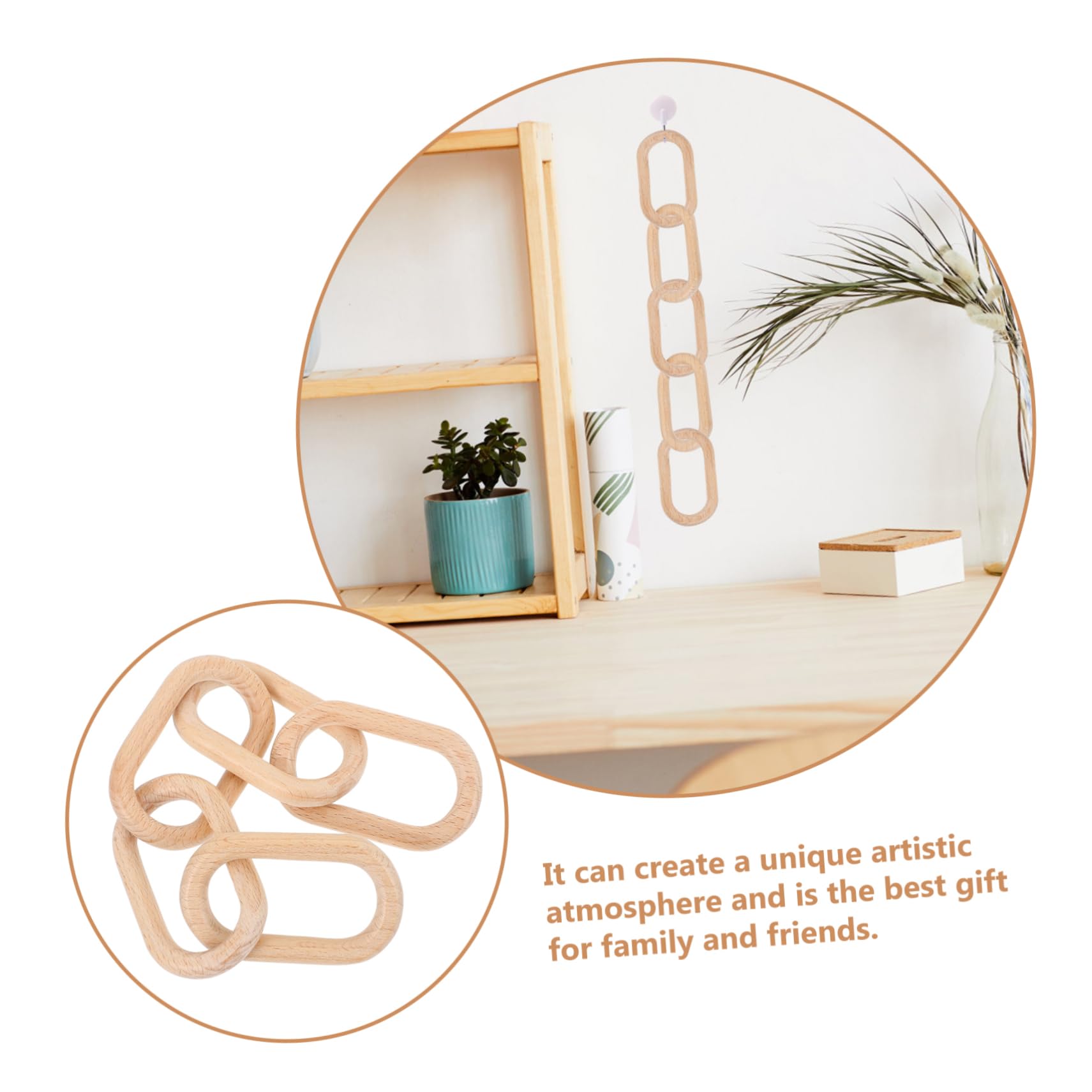 ifundom 3pezzi Decorazione Murale Legno Bohemien Con Catena Pendente Accessorio Per Interni Salute e Sicurezza Per Ambienti Domestici e Cerimonie
