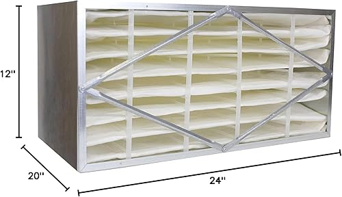 Miniatura 2 de Filterbuy Filtro de aire MERV 14 de 20 x 24 x 12 pulgadas, sin cabezal (paquete de 1), filtros de caja de células rígidas de repuesto para HVAC