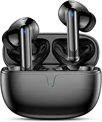 Fones de Ouvido Bluetooth 5.3 Fones de Ouvido Sem Fio 42 Horas de Reprodução Fones de Ouvido Esportivos com IPX5 à Prova d'Água Fones de Ouvido de Graves Profundos para iOS Android, Preto