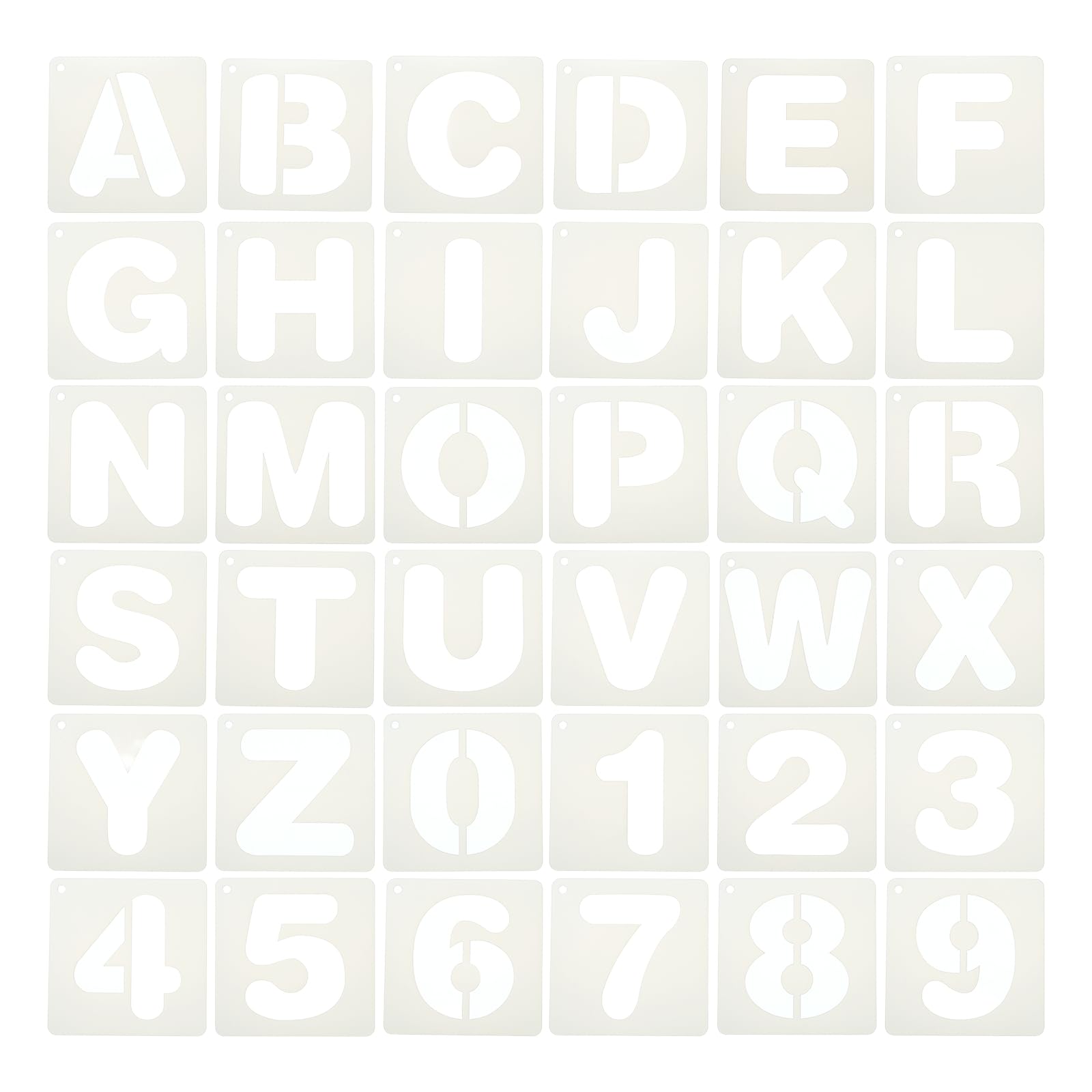 PATIKIL 2.5cm/ 1" Letter Number Stencils, 36Pcs Square Reusable Letter and Number Stencil Templates for Painting on Wall Wood Fabric Signage, Uppercase Letter Style