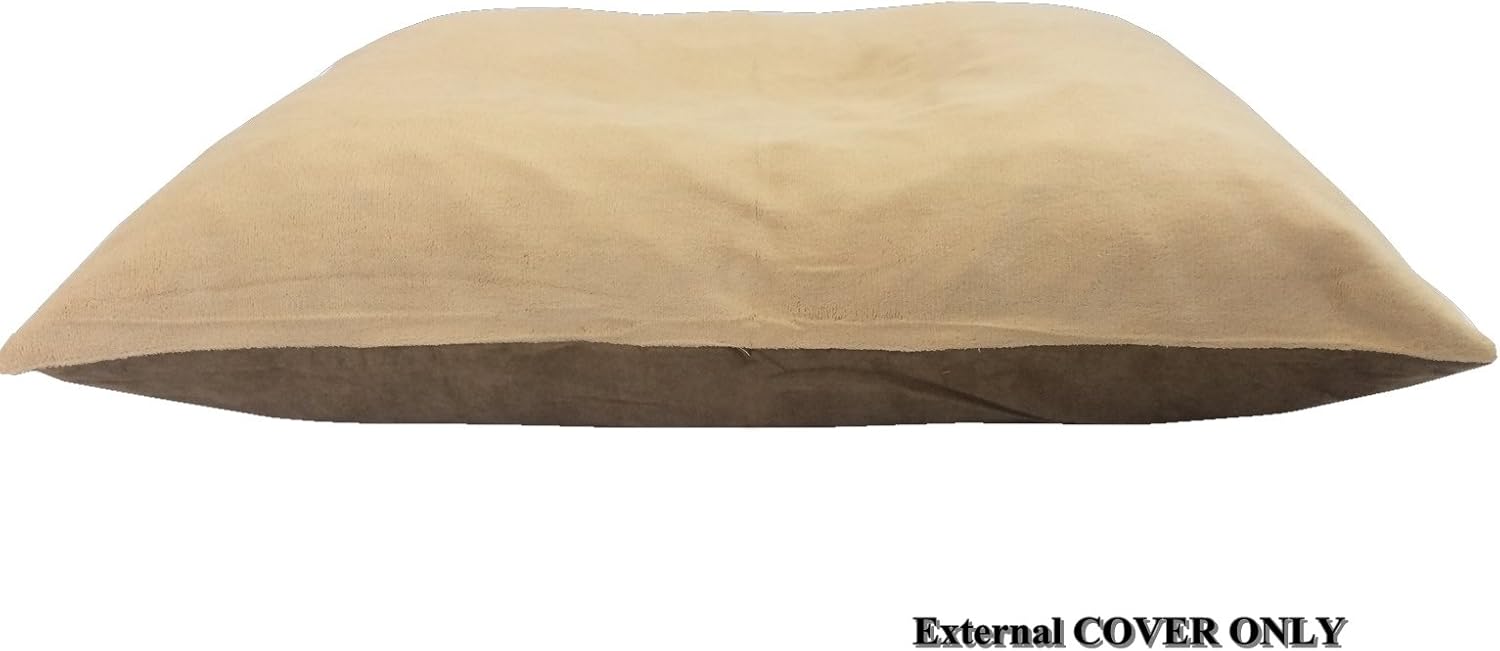 Removable Zippered Heavy Duty Durable Cover Case for Medium to Large Dogs - External Cover Only (Beige Fleece, 48"x29")