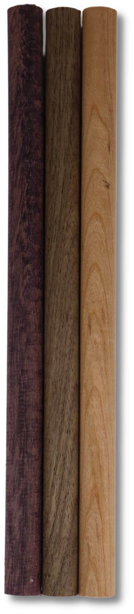Varillas de madera de nogal, corazón morado y cerezo en cada paquete, 3/4 x 12 pulgadas (paquete de 3), tacos de madera dura natural sin terminar secados al horno para manualidades y carpintería