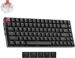 Keychron K2 75% Layout QMK Wireless and Wired Options Mechanical Keyboard Super Red Switch, Paired with Shine-Through Double-Shot PBT Keycaps for Mac Windows-Version 3