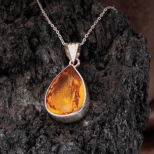 Miniatura 2 de Yellow Topaz Necklace, Yellow Topaz Woman Pendant. Pear Yellow Topaz Necklace. Silver Yellow Topaz Pendant. 925 Sterling Silver Yellow Topaz