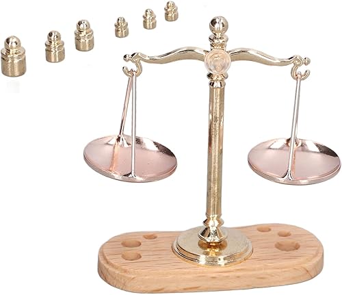 Miniatura 5 de Casa de muñecas en miniatura a escala 1/12, muebles de casa de muñecas retro 1:12, báscula de equilibrio en miniatura, exquisita mini balance,