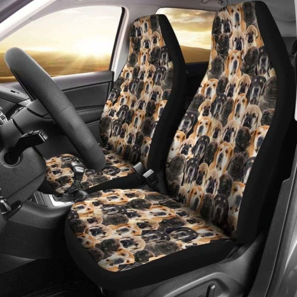 917 Fundas Asientos Coche Cara Completa del Perro Mastín Español, Regalo para El Amante del Perro Mastín, Mastín Español, Impresiones De Perros Mastín Español Cubierta De Asiento Universal 52x138 cm