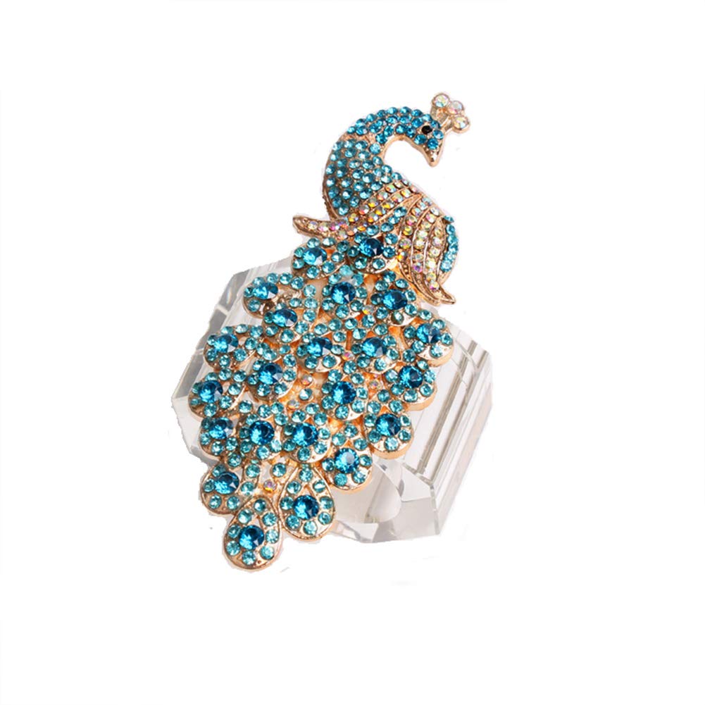 Juego de 4 servilleteros de Cristal para Mesa, decoración de Bodas, cumpleaños, para la Mesa de la Cena, Color Verde Pavo Real,Bluepeacock