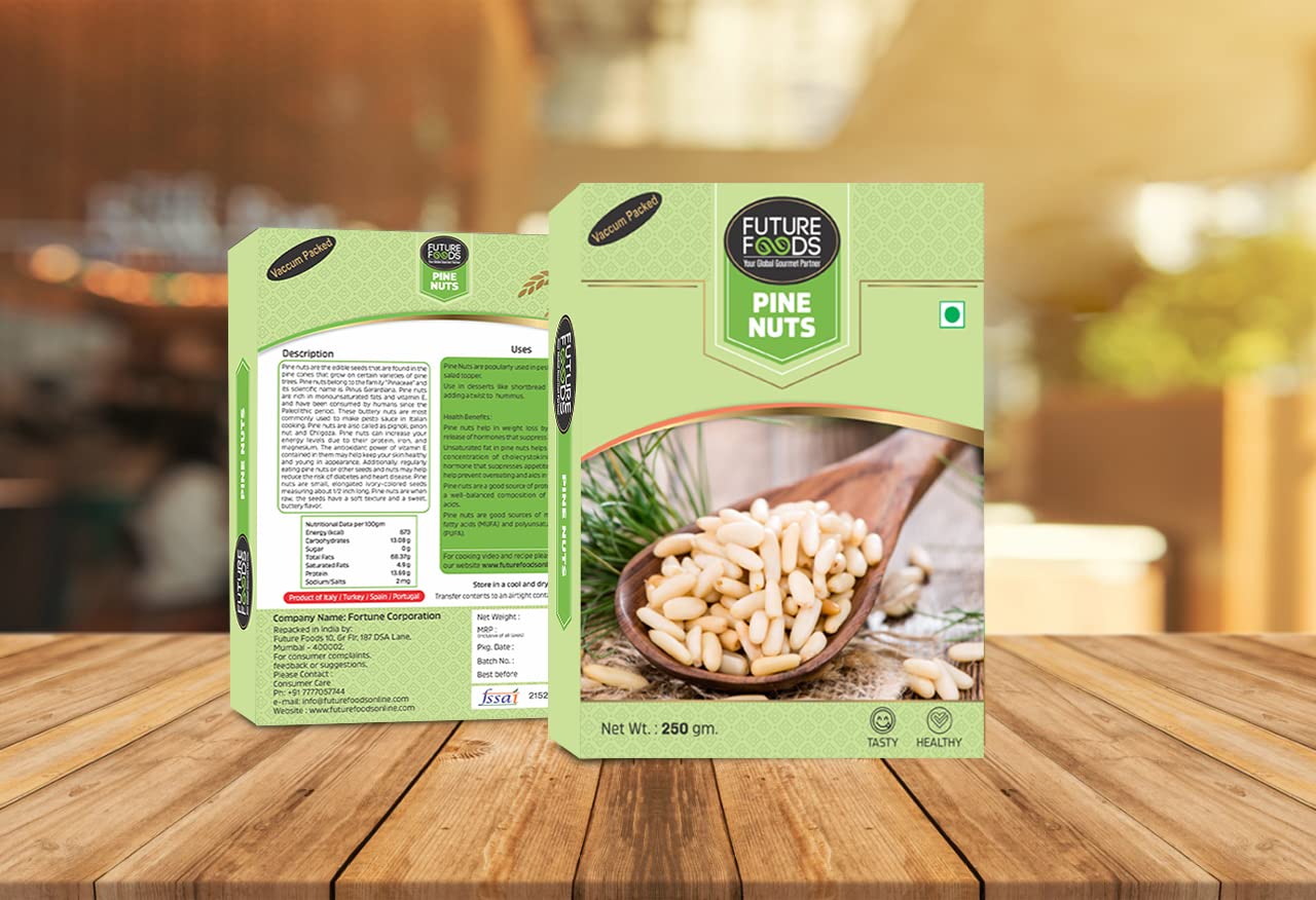 Future Foods Premium Pine Nuts 250g| Pignoli/Chilgoza | Seet & Buttery Flavour | Rich in Antioxidants | High Protein, Iron & Magnesium | Helps to Boost Energy | Ideal for Diabetic & Cardiac Patients - Image 3 thumbnail