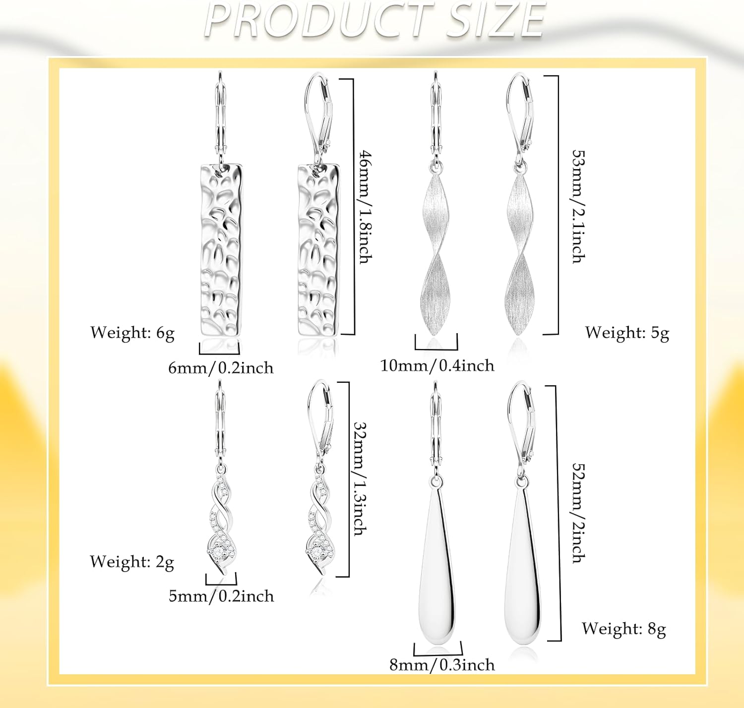 Silver Long Drop Dangle Earrings for Women Teardrop CZ Hanging Leverback Earrings Dangling Hypoallergenic Lightweight Cubic Zirconia Earring for Jewelry Gifts - Image 4