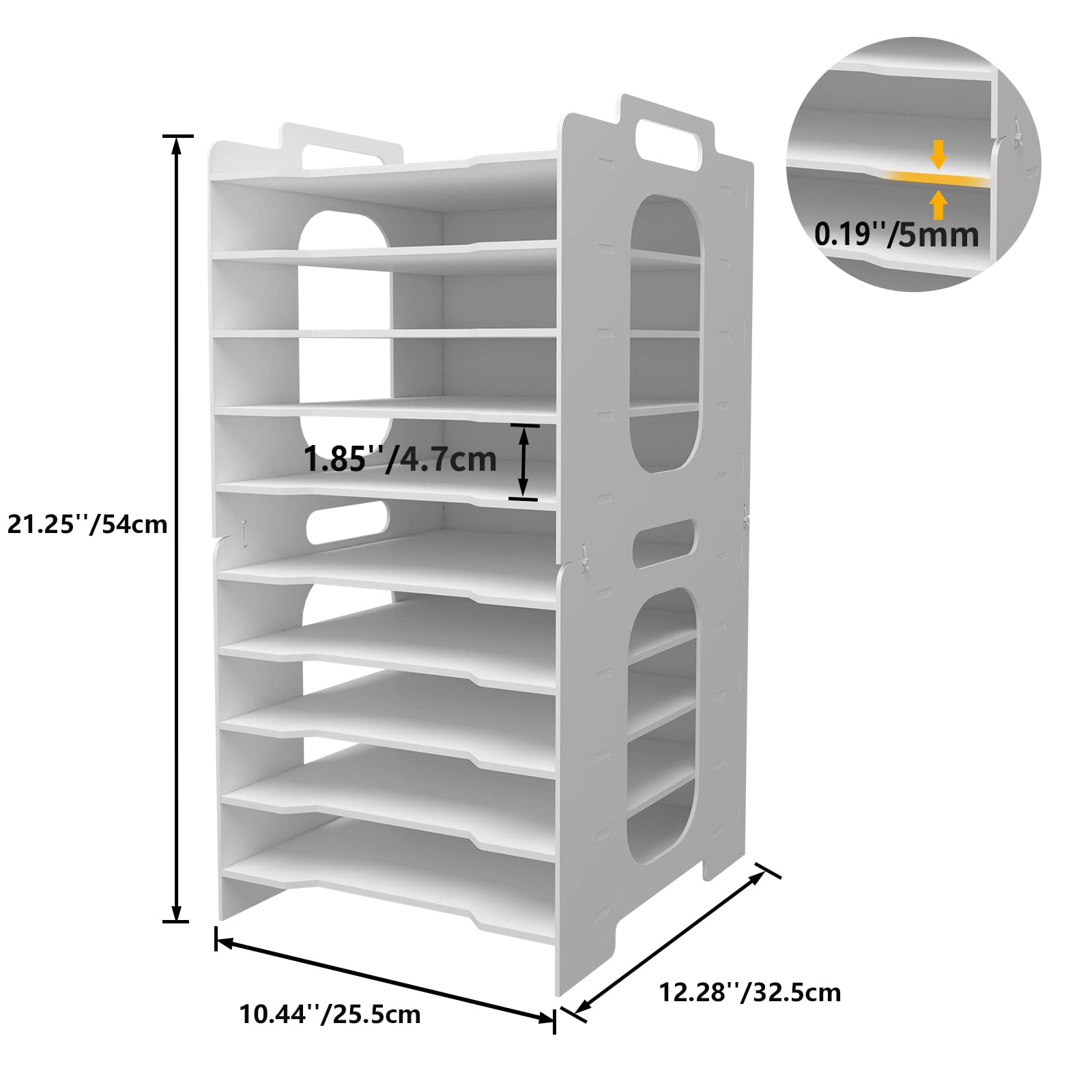UNICRAFTALE Papier-Organizer 7-fach Stapelbar - Weißer Aktenhalter 34x25x39cm Für Schreibtisch
