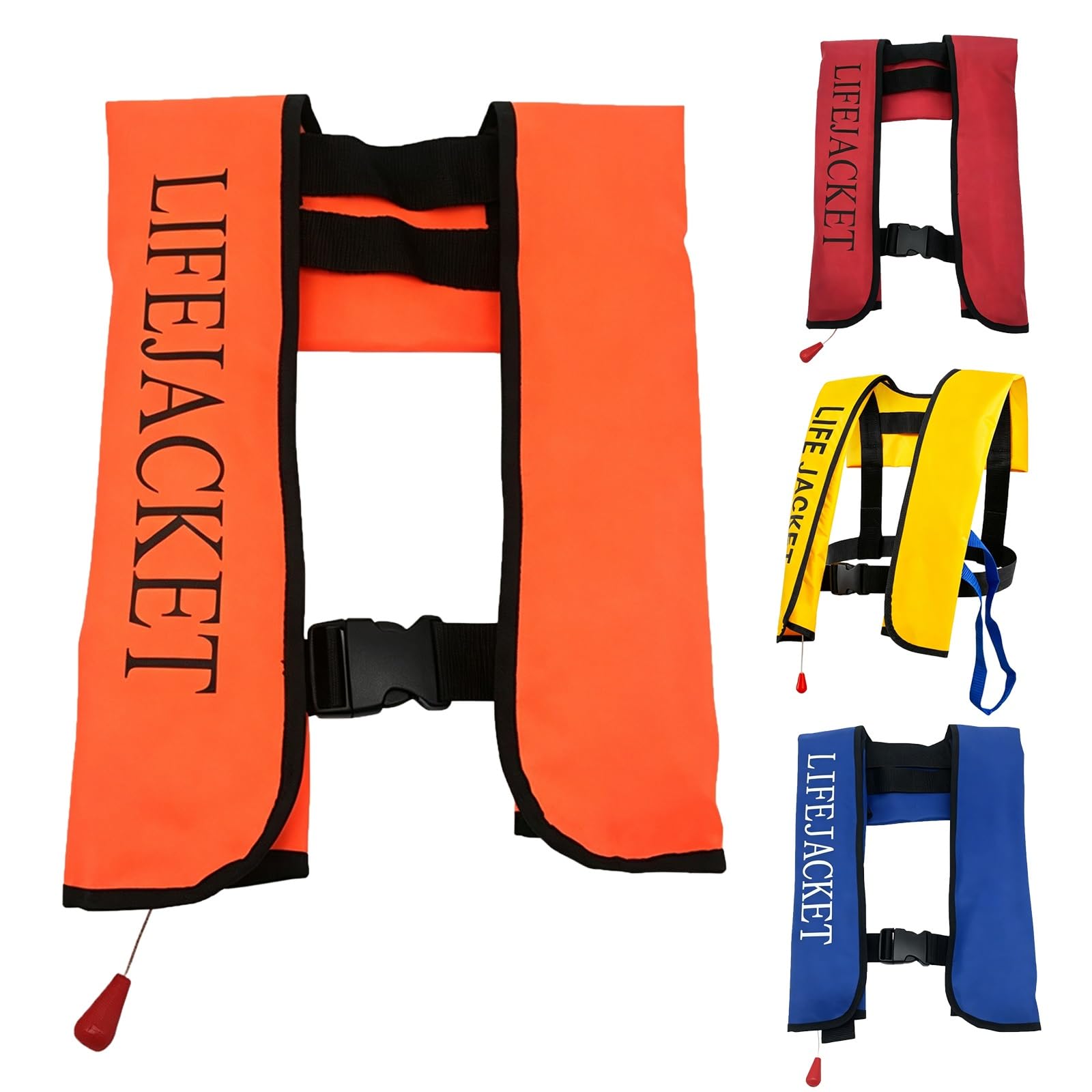 Kayaking Vest Auto-Inflate Adjustable Buckle Compact Design for Boating Canoeing Rafting Water Sports(Orange)