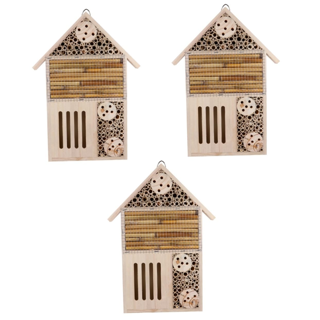 Unomor 3pcs Insect House Observation House Mason House Hotel Log Cabin Garden Hotel Hive House Nesting House Wood Hive Tubes Outdoor Decor Hanging Insect Hotels Wooden Ladybug Honey Child