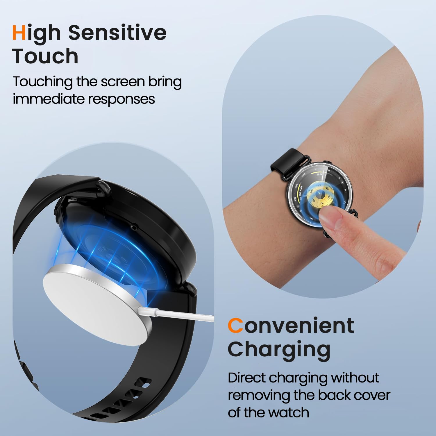 iVoler 3-pak etui z folią ochronną na Huawei Watch GT 6 41 mm, pełne krycie, odporne na wstrząsy i zarysowania etui ochronne, miękka folia ochronna na ekran TPU, 2 przezroczyste + 1 czarne