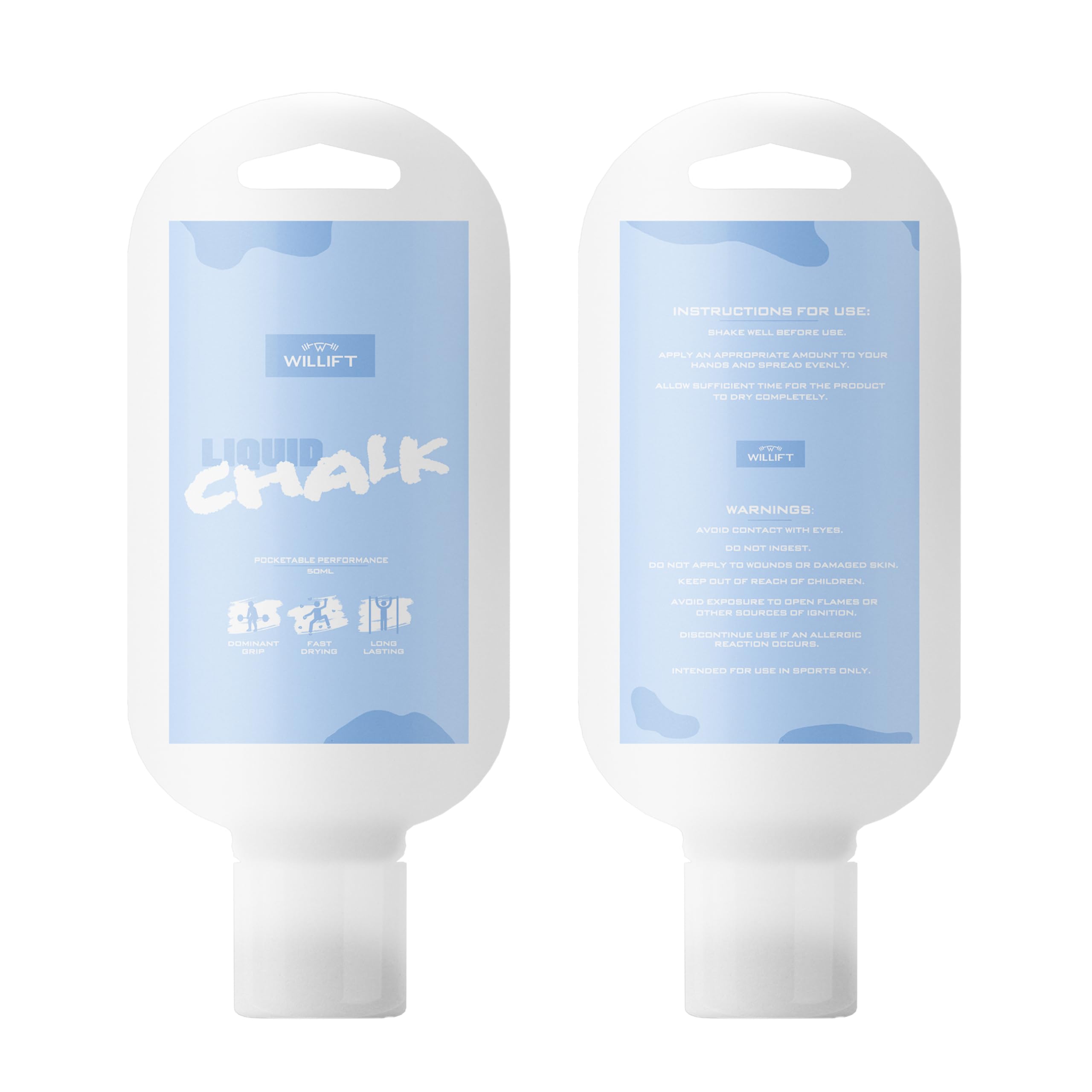 WILLIFT Liquid Chalk | 50ml | Ultra-Portable Design | Dominating Grip for Powerlifting, Rock Climbing, Bouldering, Gymnastics, CrossFit, Pole Dancing, Bodybuilding, PLUS More (50ml)