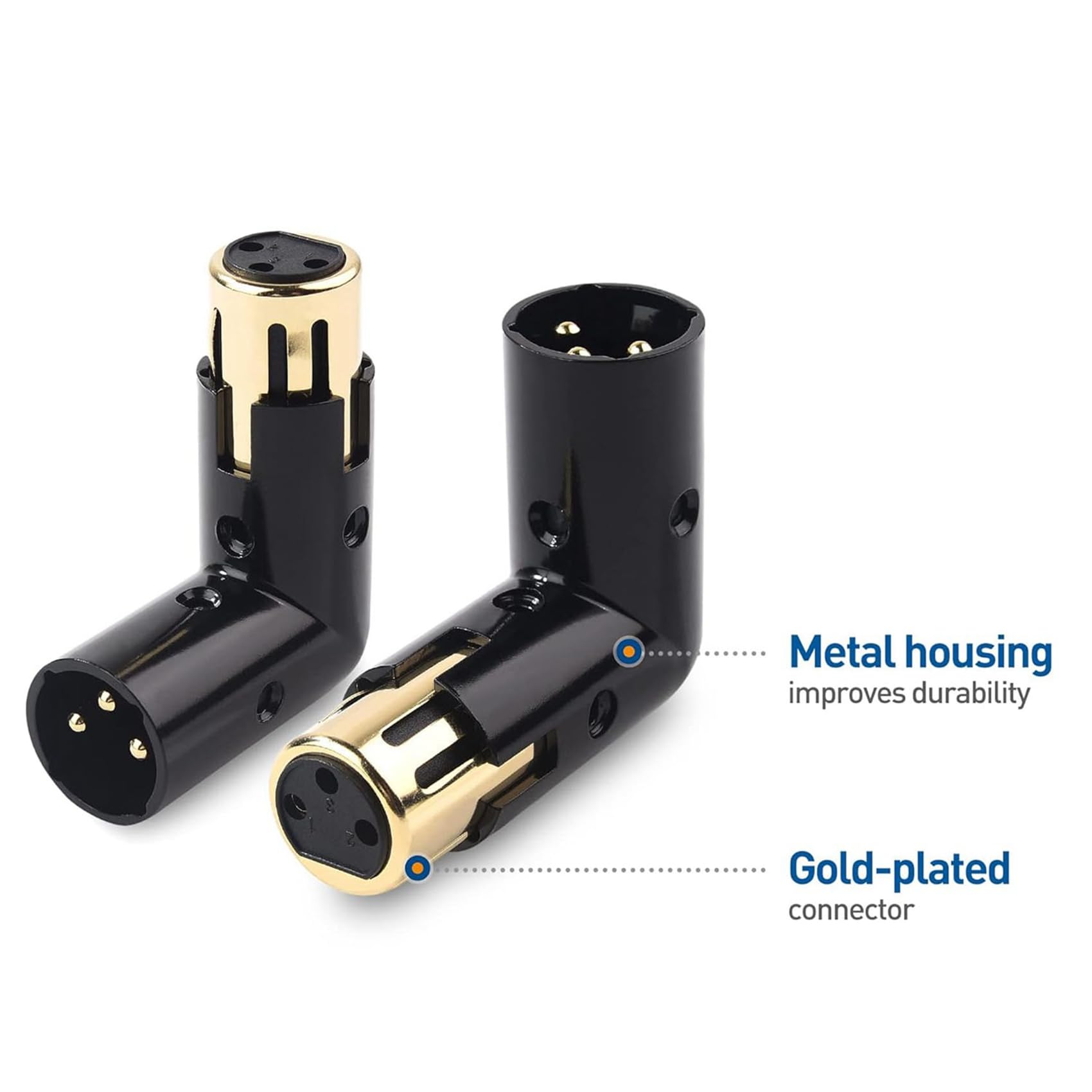 10 Piezas Adaptador de Audio Enchufe Ajustable Macho una Hembra Adaptador XLR de ÁNgulo Recto 3 Pines Negro (Adaptador XLR de 90 Grados)
